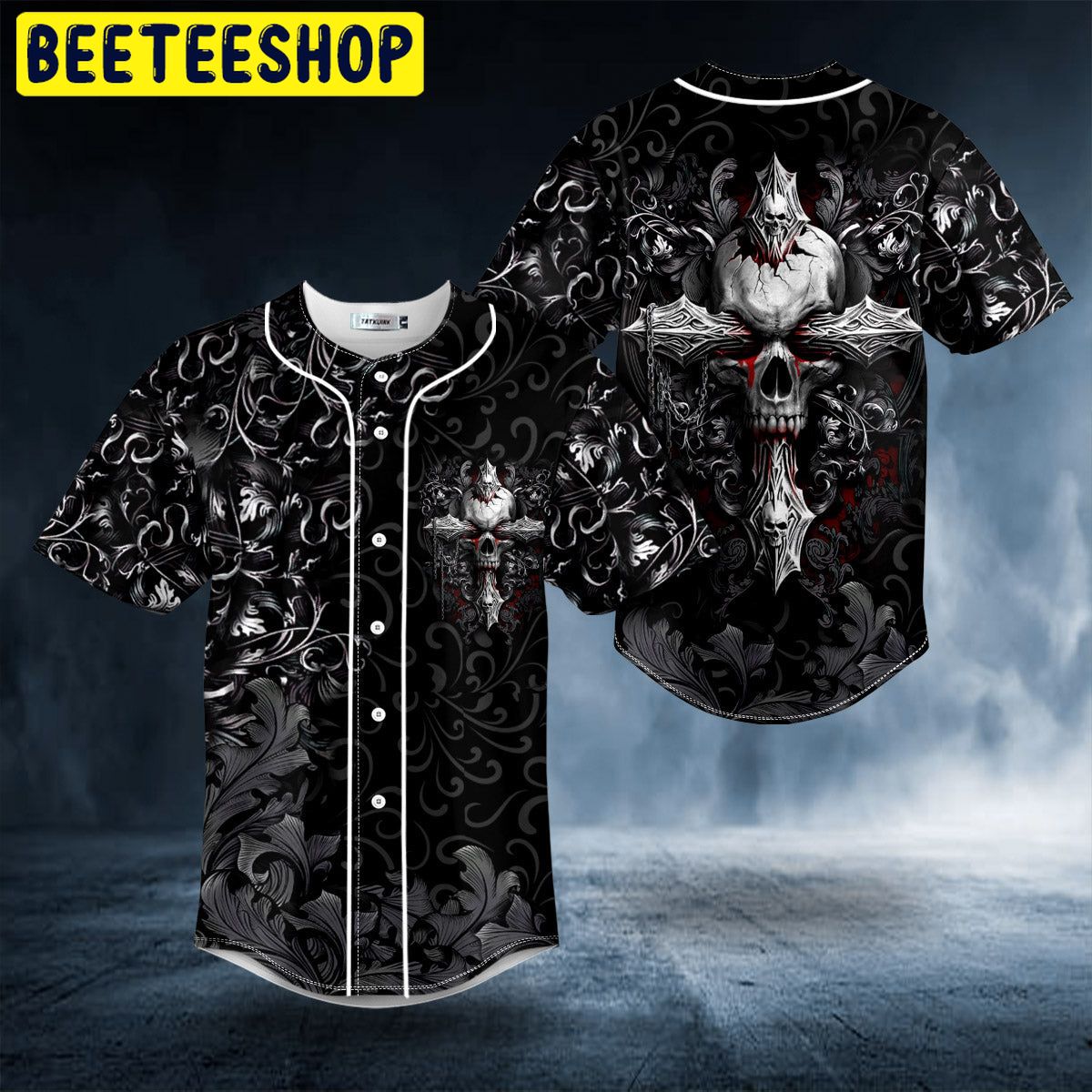 Ghost Cross Skull Trending Baseball Jersey - Beeteeshop