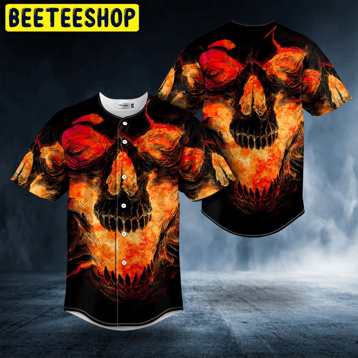 Ghost Fire Lava Skull Trending Baseball Jersey