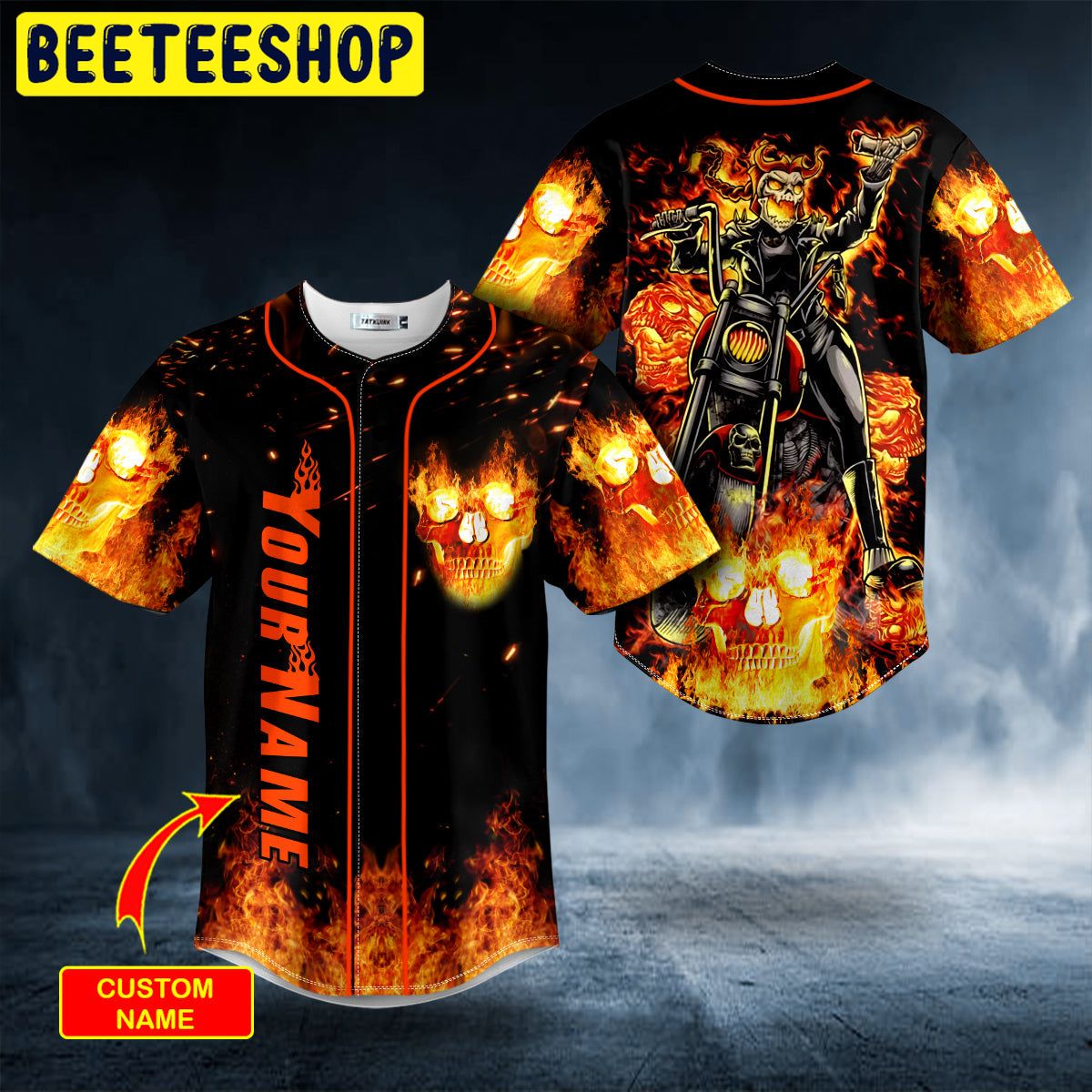 Ghost Racer Fire Skull Custom Trending Baseball Jersey (2)