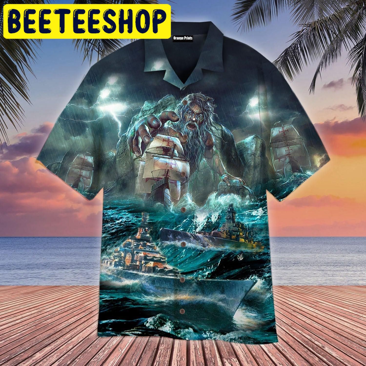 Giant Adamastor Angry Sea Hawaiian Shirt