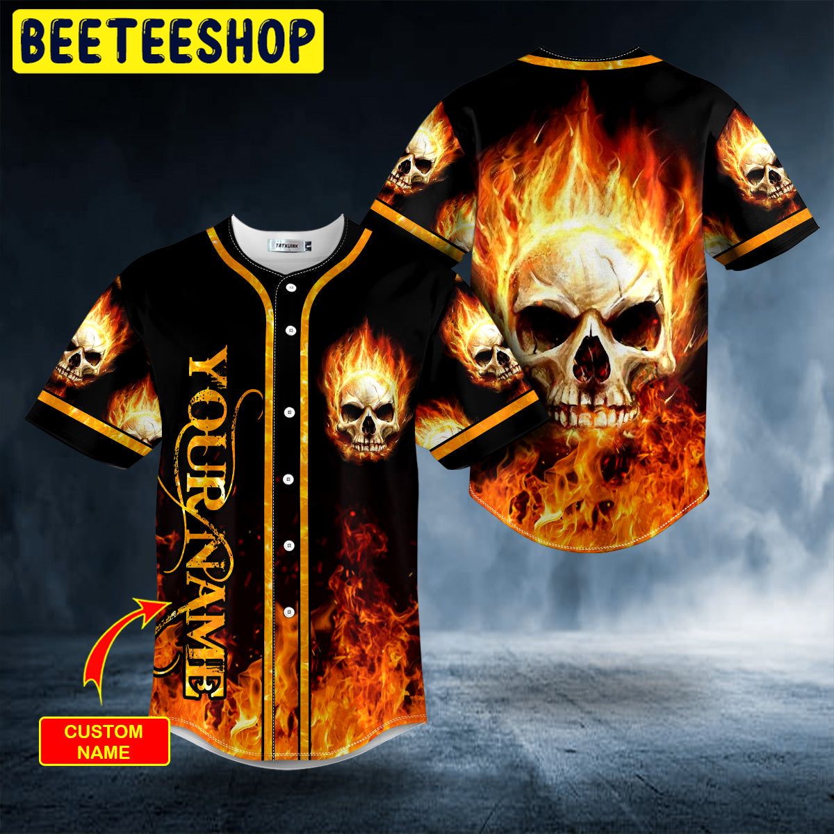 Giant Fire Skull Custom Trending Baseball Jersey