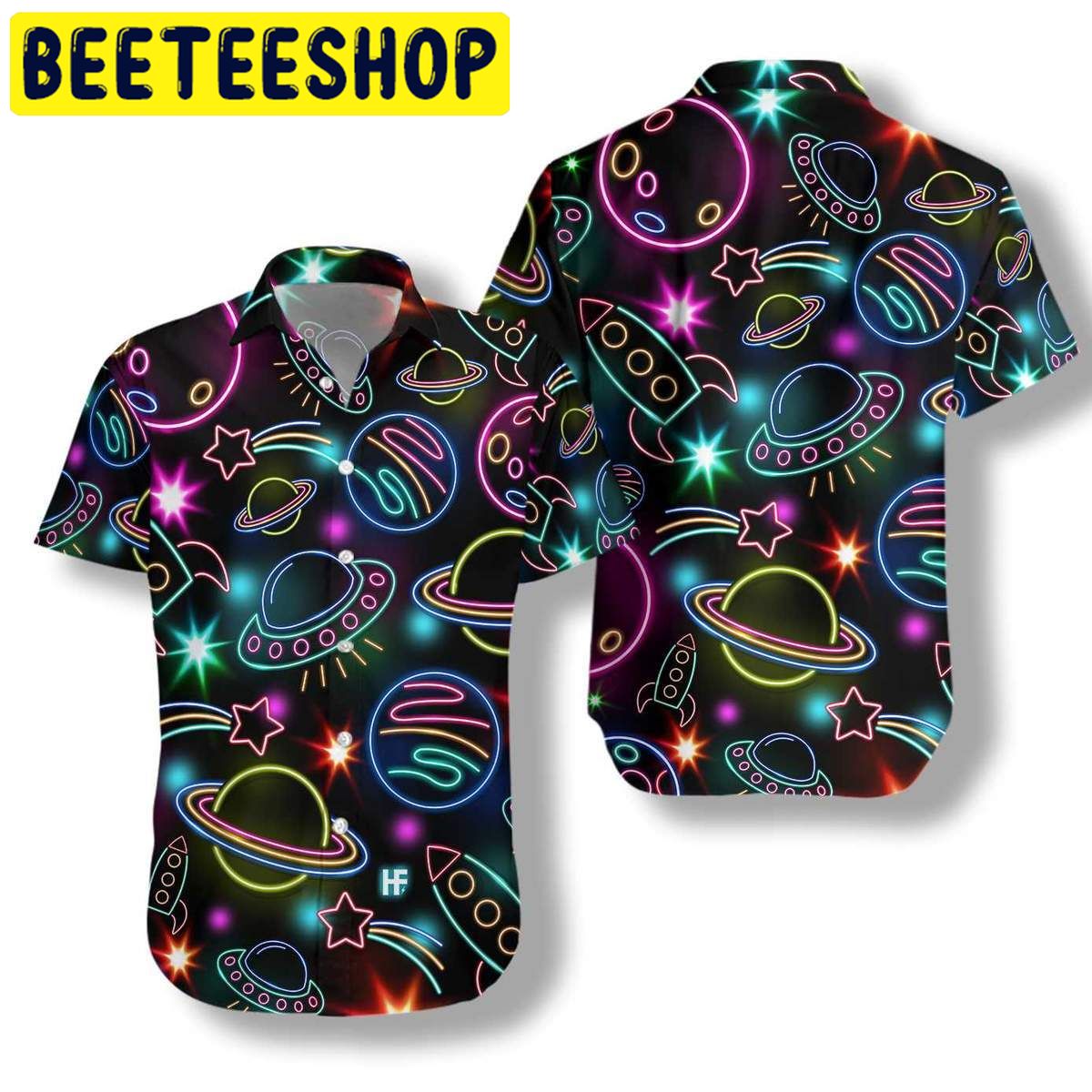 Glowing Space With Rainbow Star Hawaiian Shirt