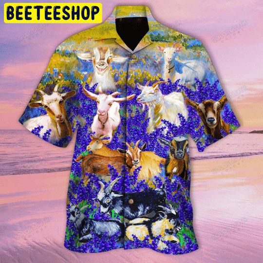 Goats In Bluebonnets Trending Hawaiian Shirt - Beeteeshop