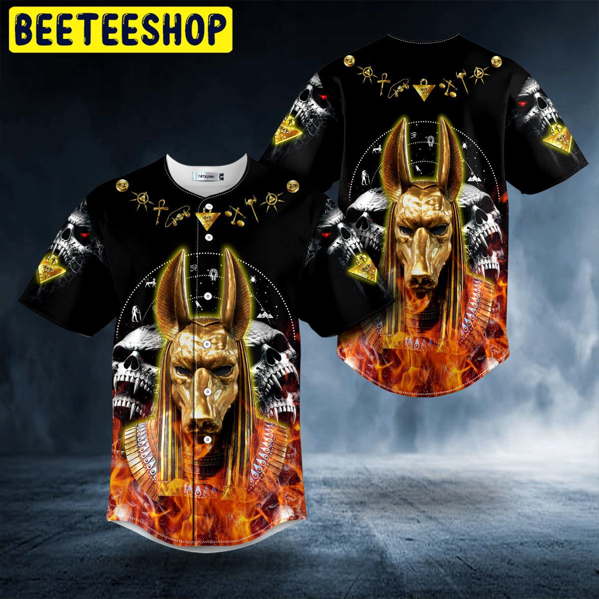 Gold Anubis Skull Trending Baseball Jersey