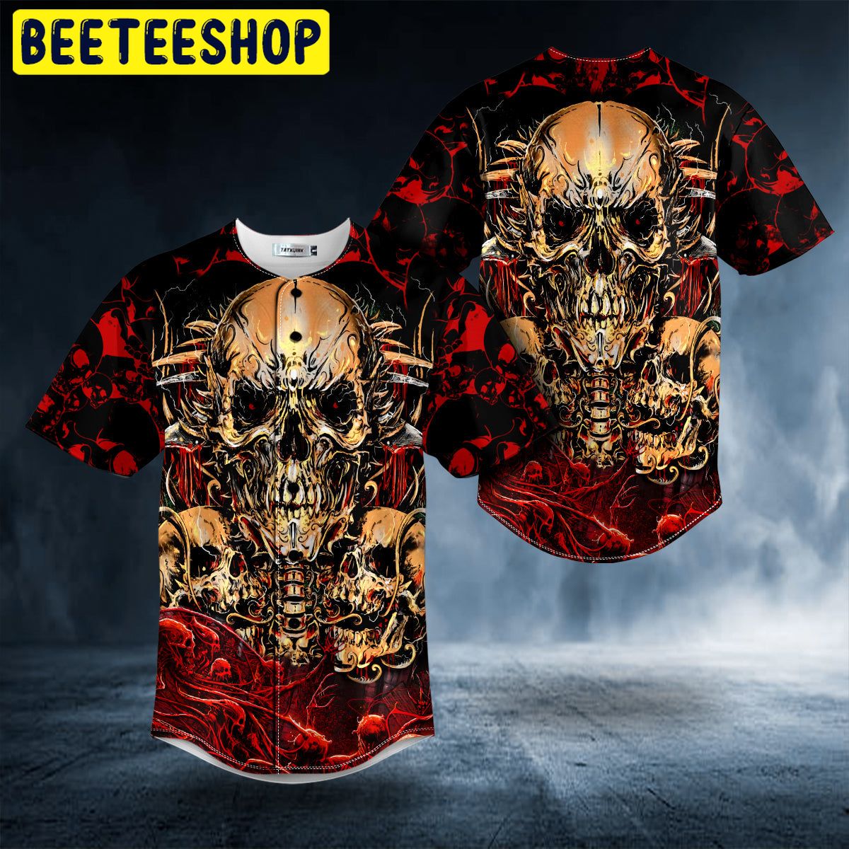 Golden Badass Skull Trending Baseball Jersey