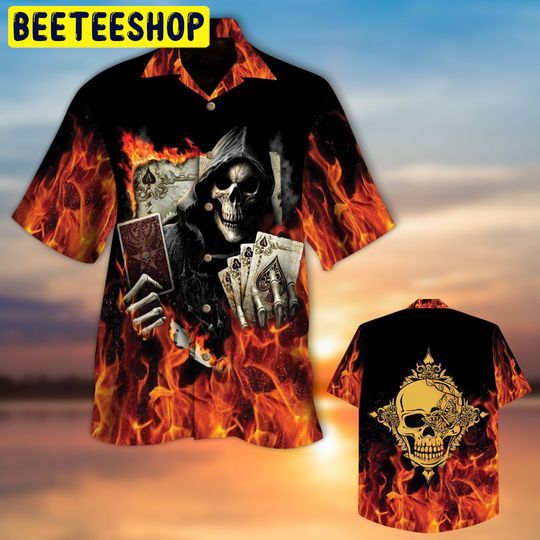 Golden Poker Skull Trending Hawaiian Shirt - Beeteeshop