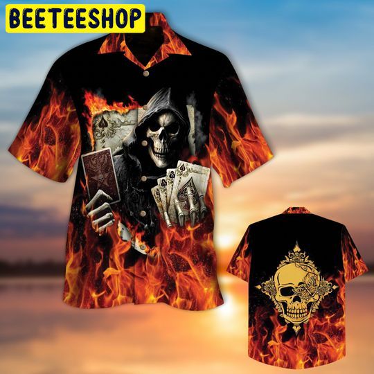 Golden Poker Skull Trending Hawaiian Shirt