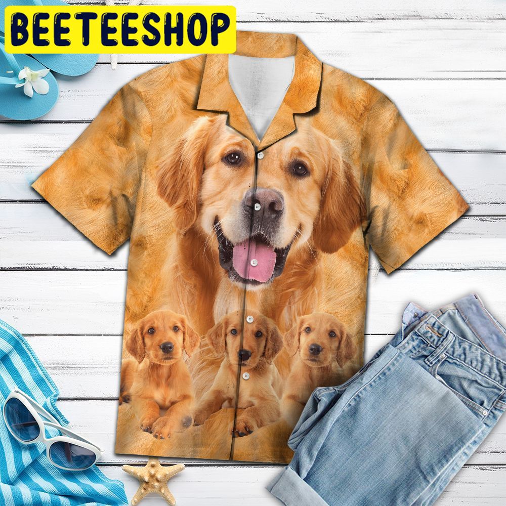 Golden Retriever Brown Hawaiian Shirt