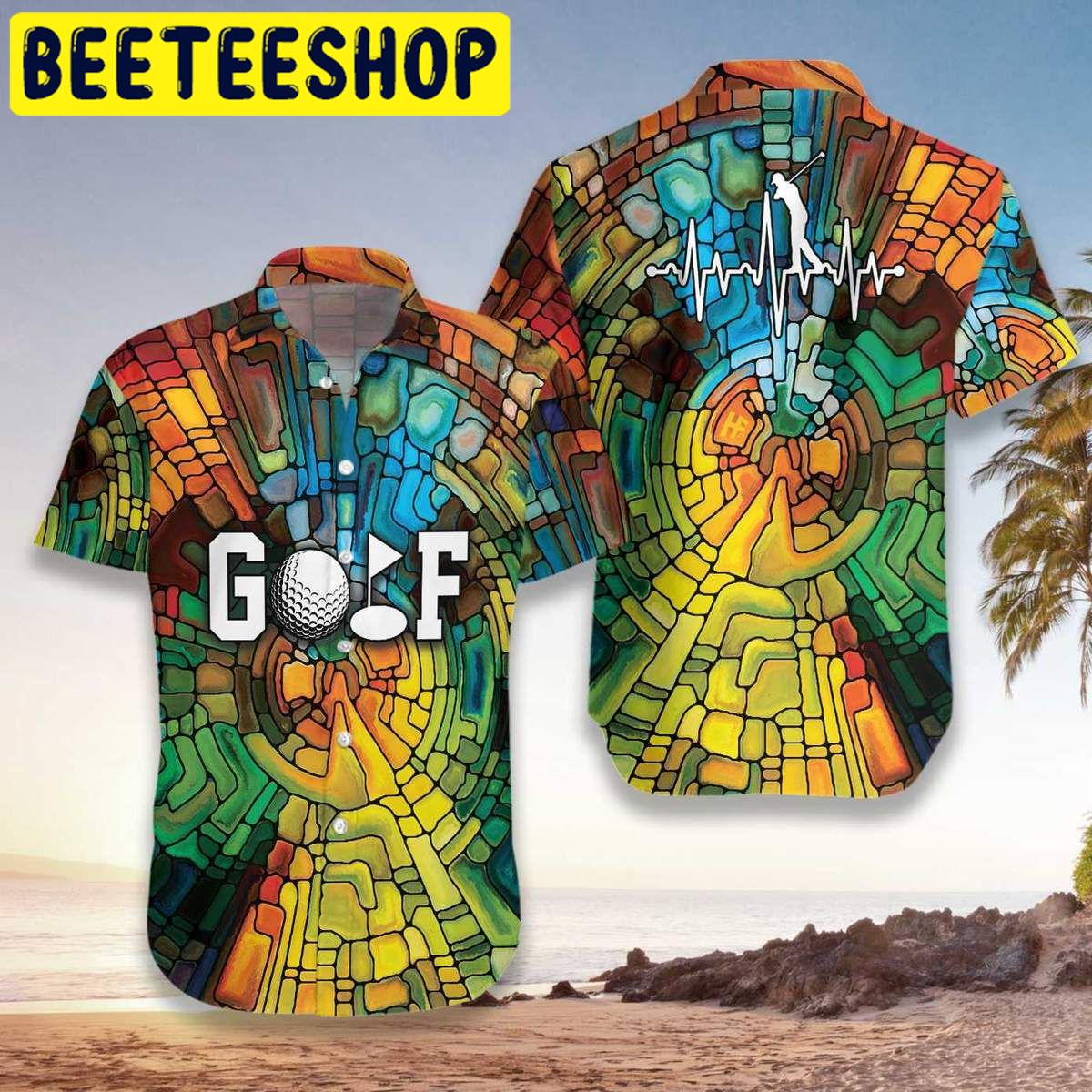 Golf Stained Glass Unisex Hawaiian Shirt