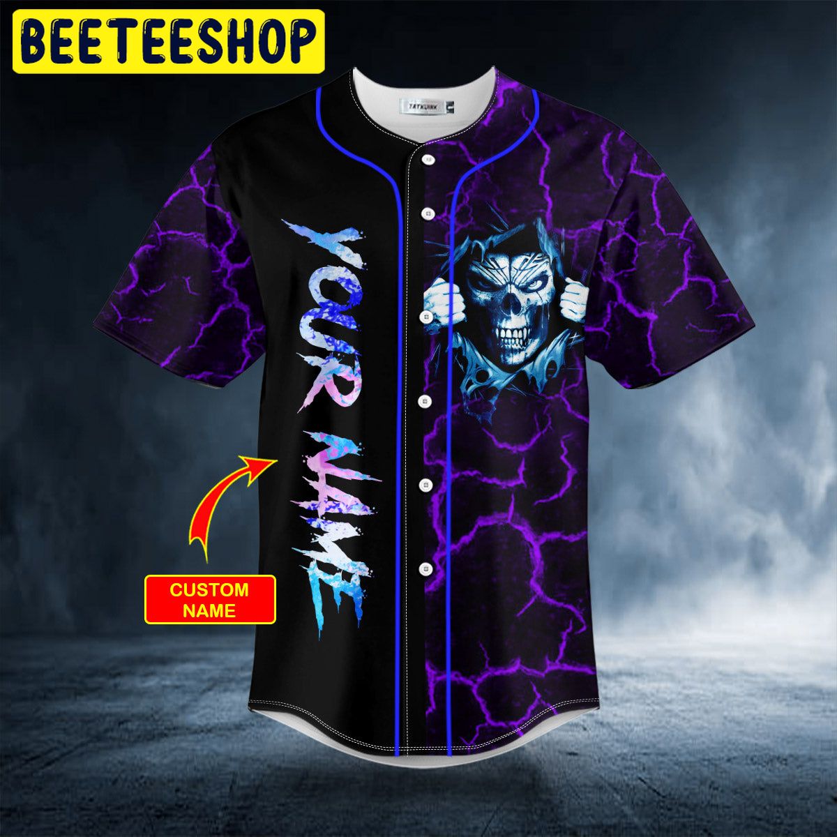 Good Guy Devil Inside Grim Reaper Purple Lightning Skull Custom Trending Baseball Jersey