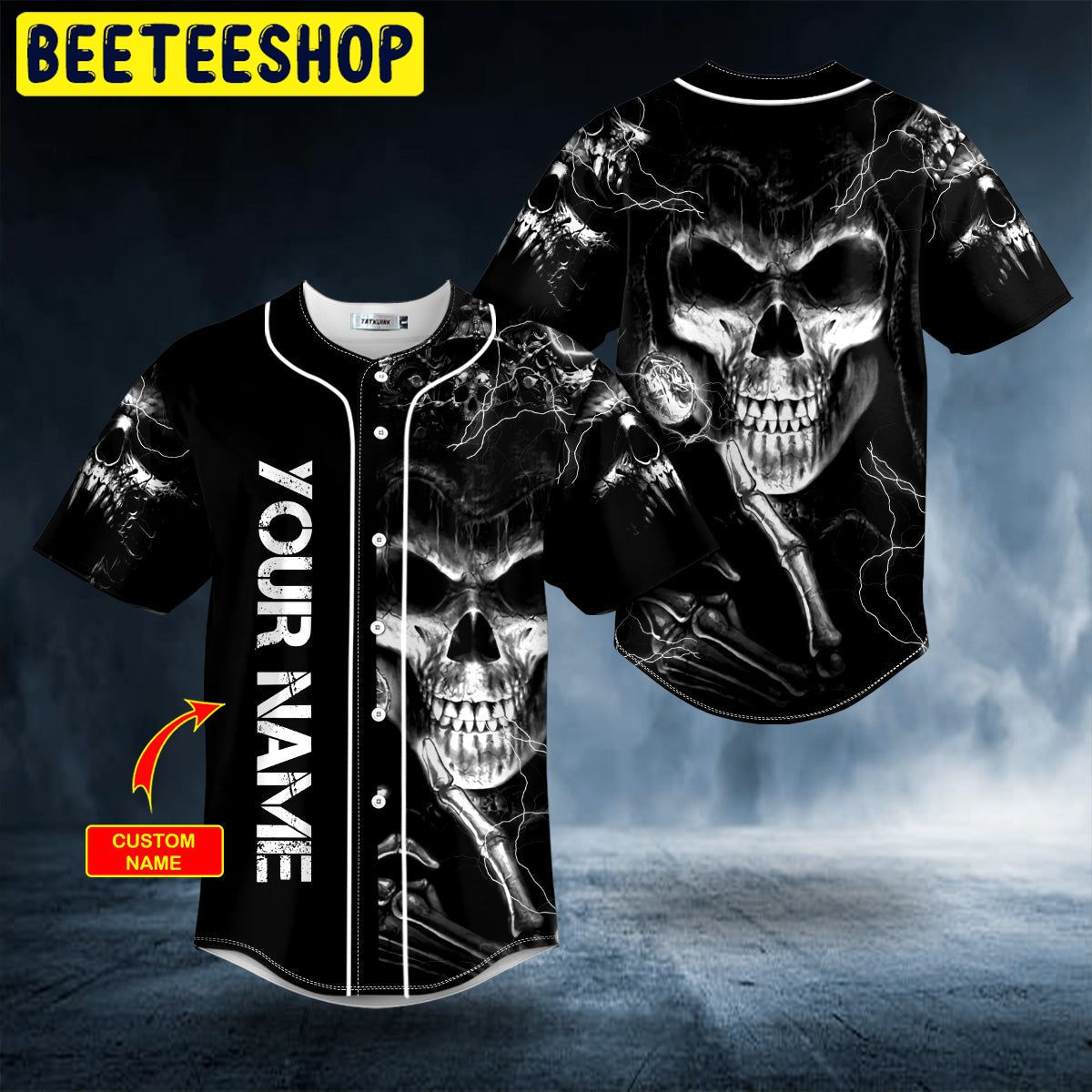 Gothic Skull Lightning Custom Trending Baseball Jersey