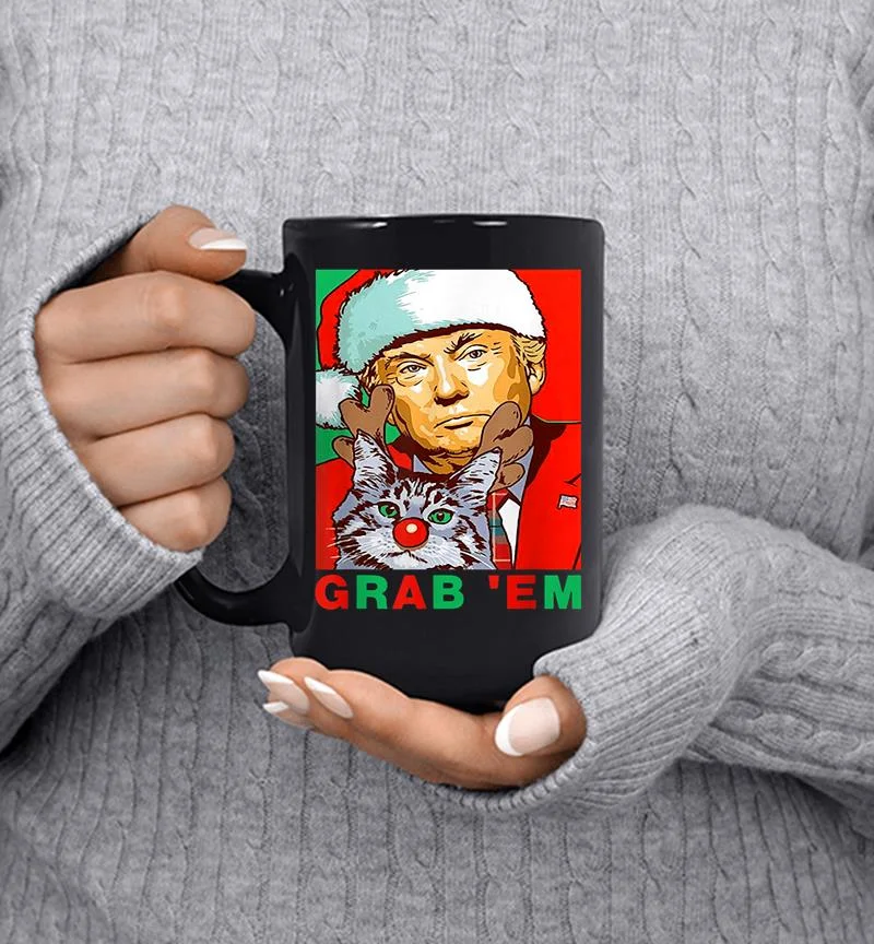 Grab 039 Em Donald Trump Santa Christmas With Cat Retro Vintage Mug