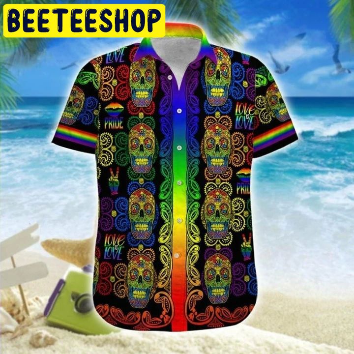 Gradient Skull Hawaiian Shirt