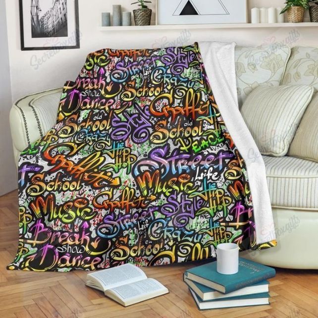 Graffiti Art Neon Color Fleece Blanket Throw Blanket