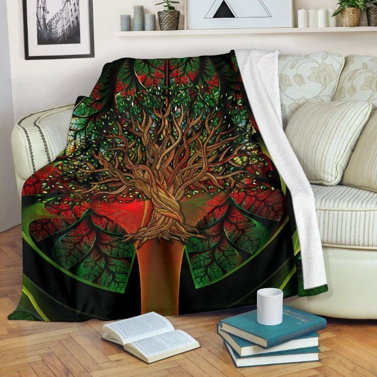 Graphic Art Tree Of Life Fleece Blanket Throw Blanket