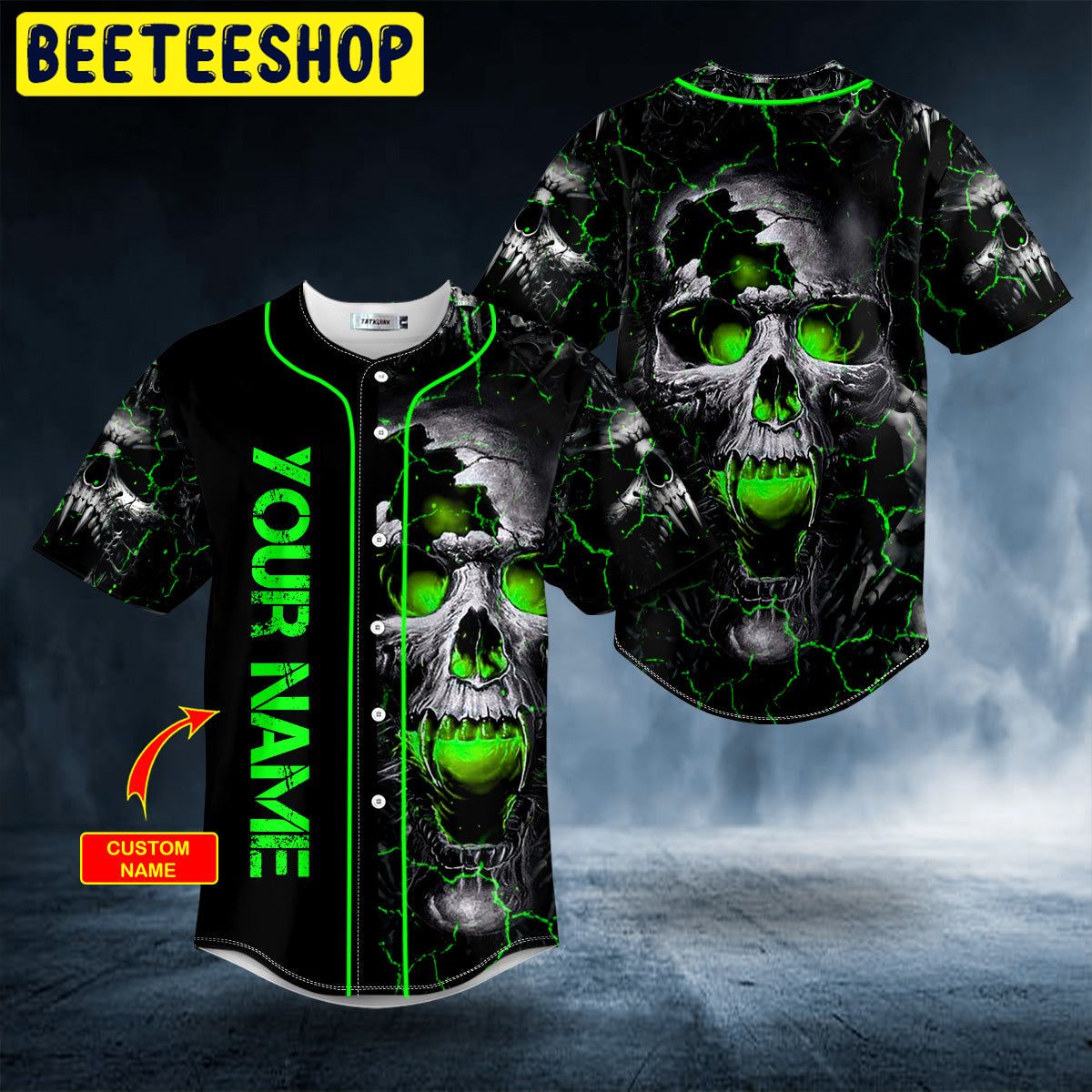 Green Amazing Skull Custom Trending Baseball Jersey