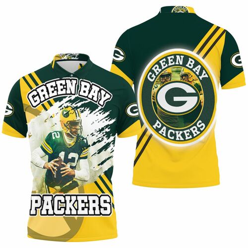 Green Bay Packers Aaron Rodgers 12 Illustrated For Fans 3D All Over Print Polo Shirt