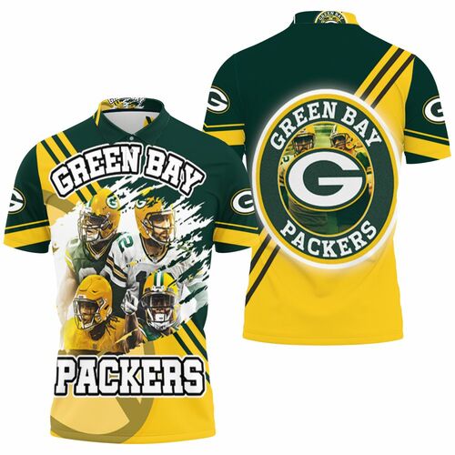 Green Bay Packers Aaron Rodgers 12 Jimmy Graham 80 Aaron Jones 33 Davante Adams 17 For Fans 3D All Over Print Polo Shirt