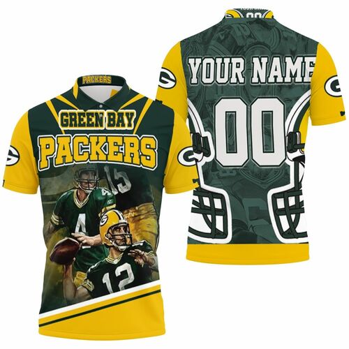 Green Bay Packers Aaron Rodgers Brett Favre Juwann Winfree Great Players Personalized 3D All Over Print Polo Shirt