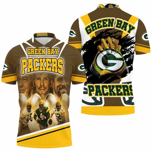 Green Bay Packers Qbs Bart Starr 15 Brett Favre 4 Aaron Rodgers 12 For Fans 3D All Over Print Polo Shirt