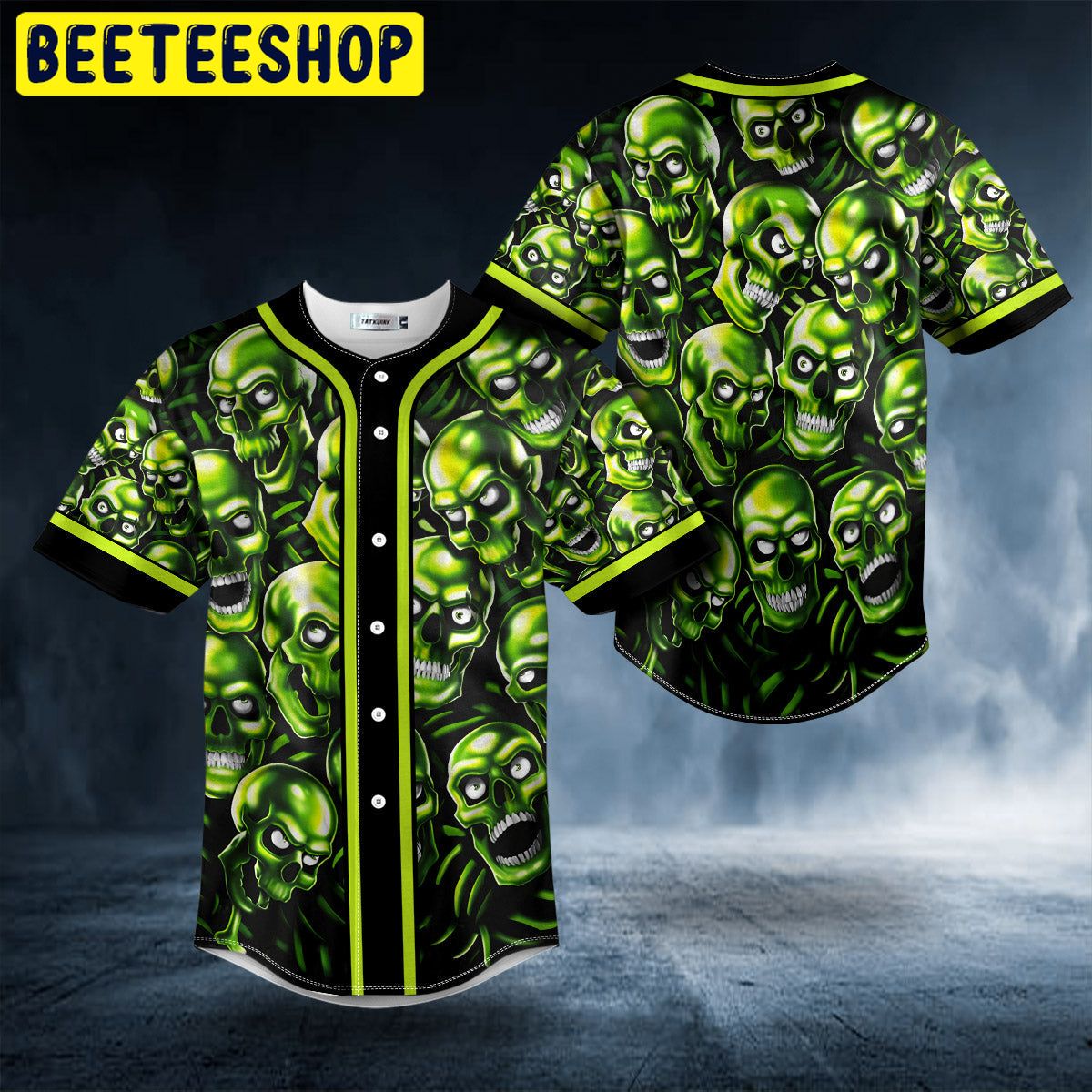 Green Pile Skull Trending Baseball Jersey