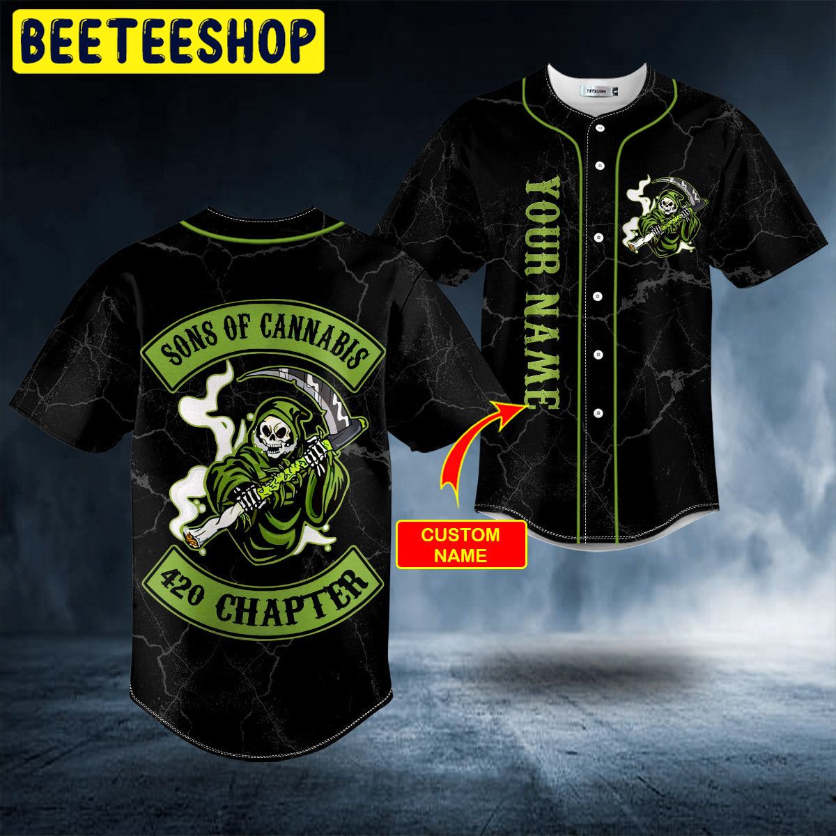 Green Son of Anarchy Grim Reaper Custom Trending Baseball Jersey