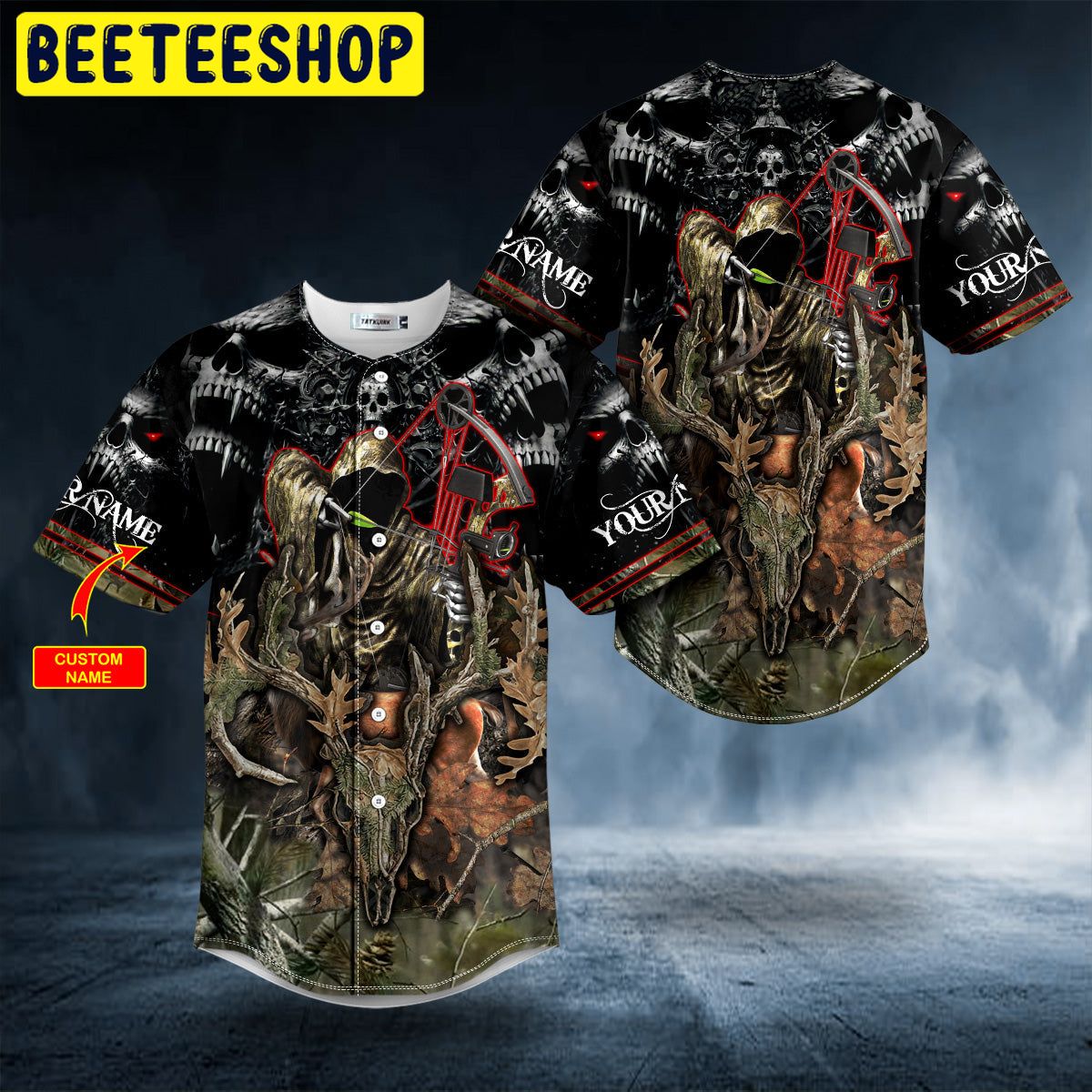 Grim Reaper Bow Hunting Skull Custom Trending Baseball Jersey