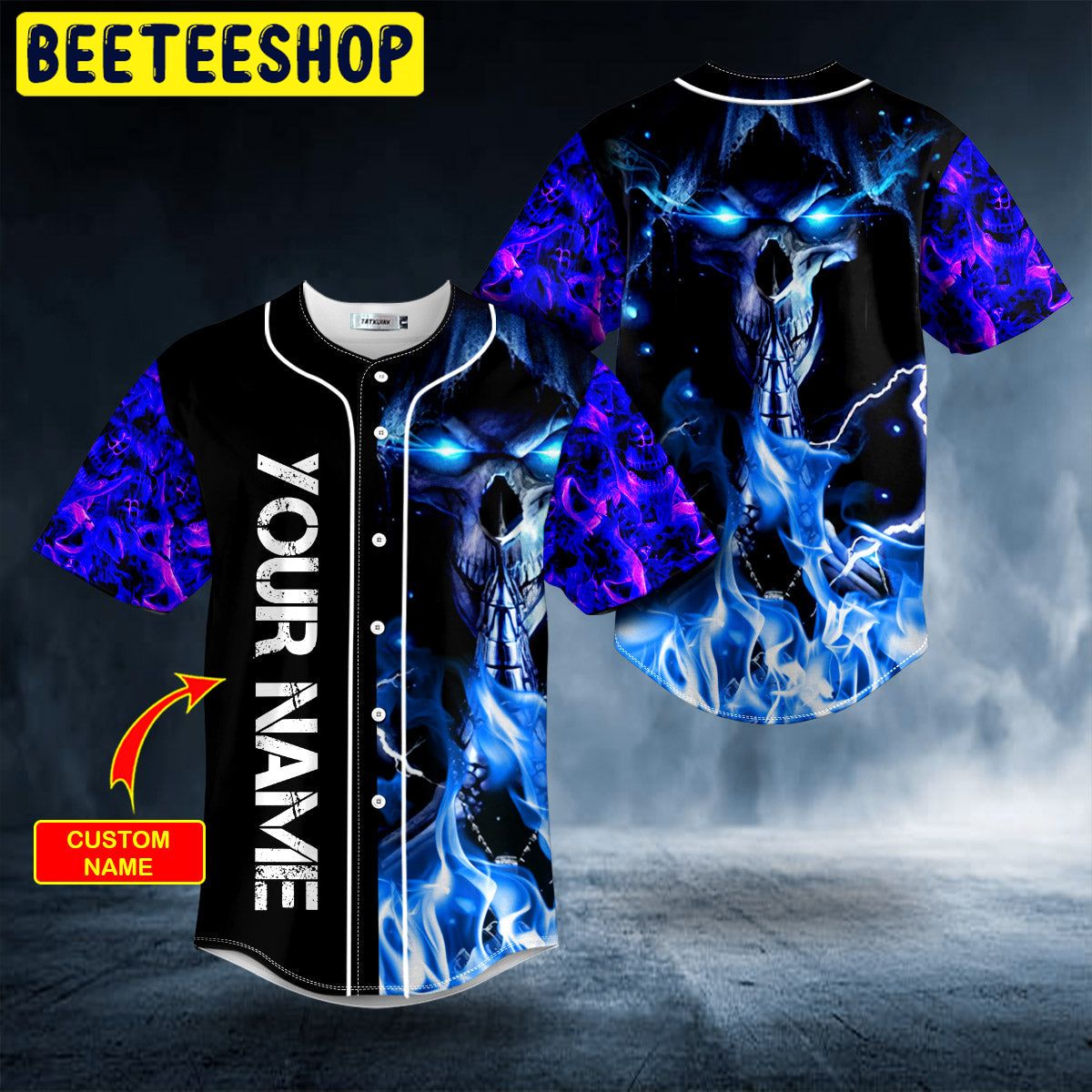 Grim Reaper Prayer Blue Fire Custom Trending Baseball Jersey