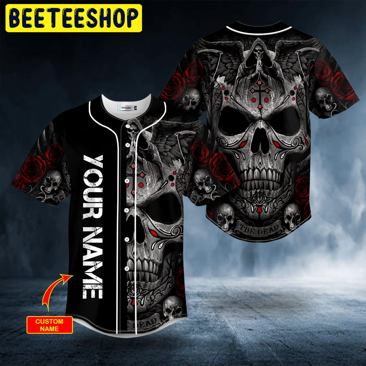 Grim Reaper Praying Cross Skull Custom Trending Baseball Jersey