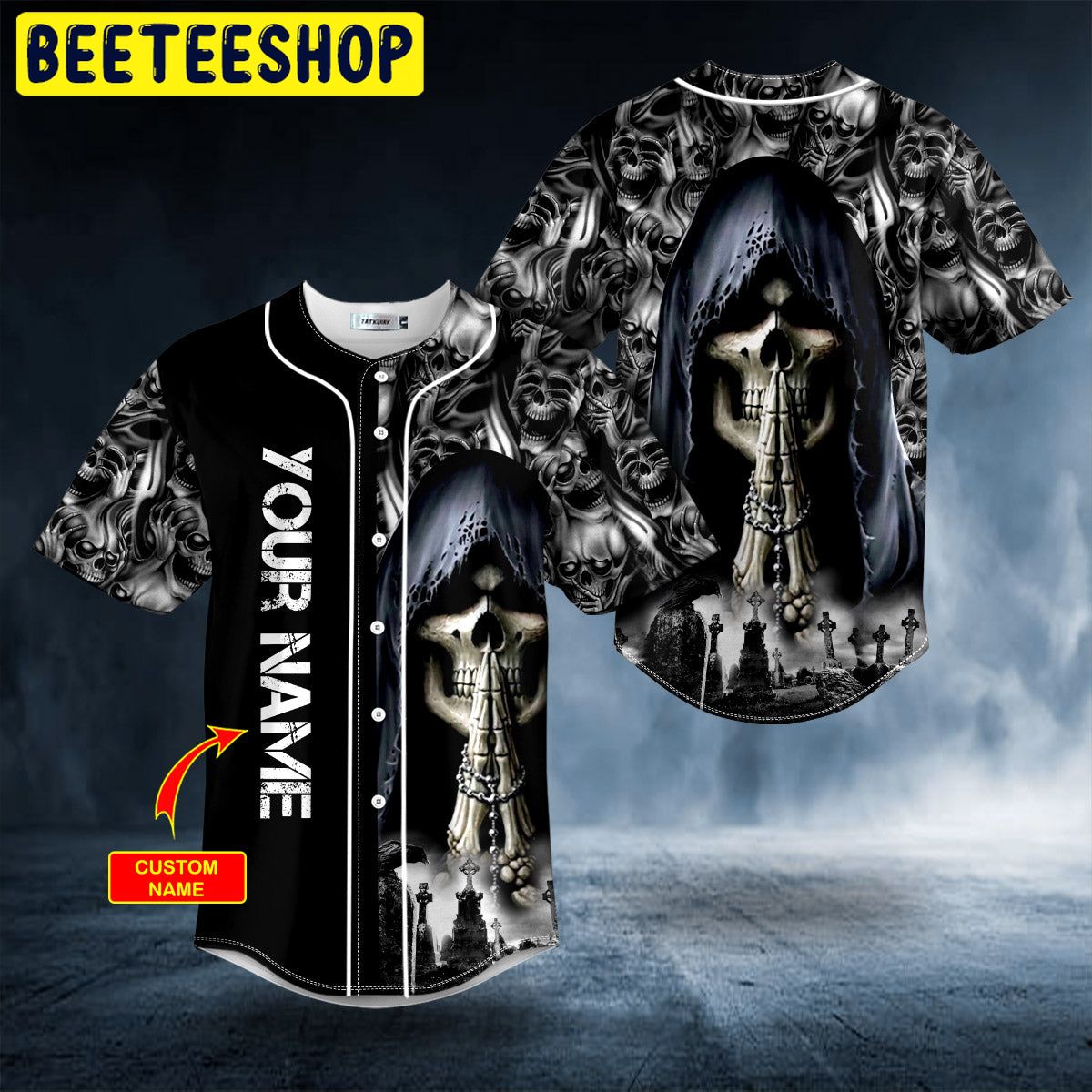 Grim Reaper Praying Skull Custom Trending Baseball Jersey