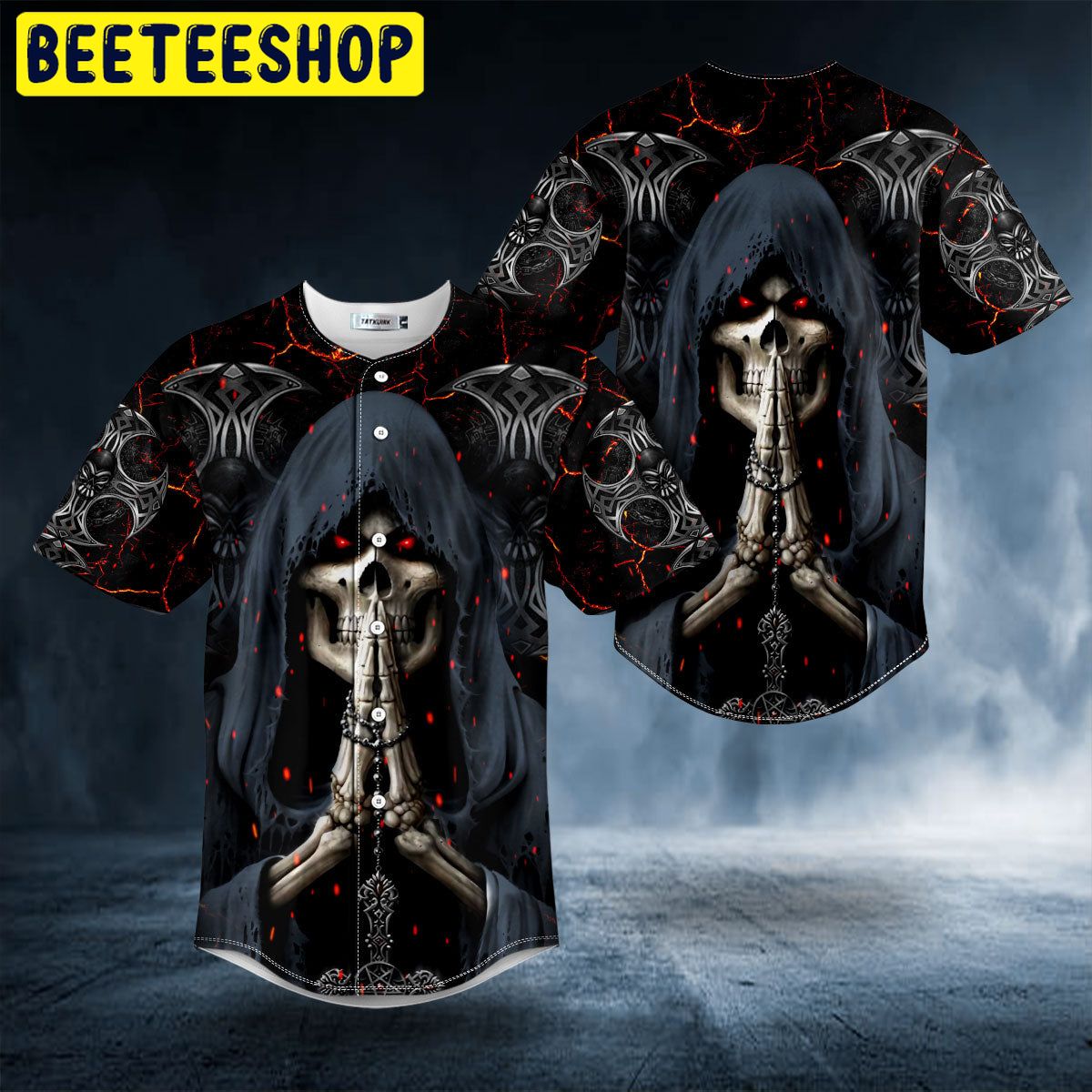 Grim Reaper Praying Skull Trending Baseball Jersey