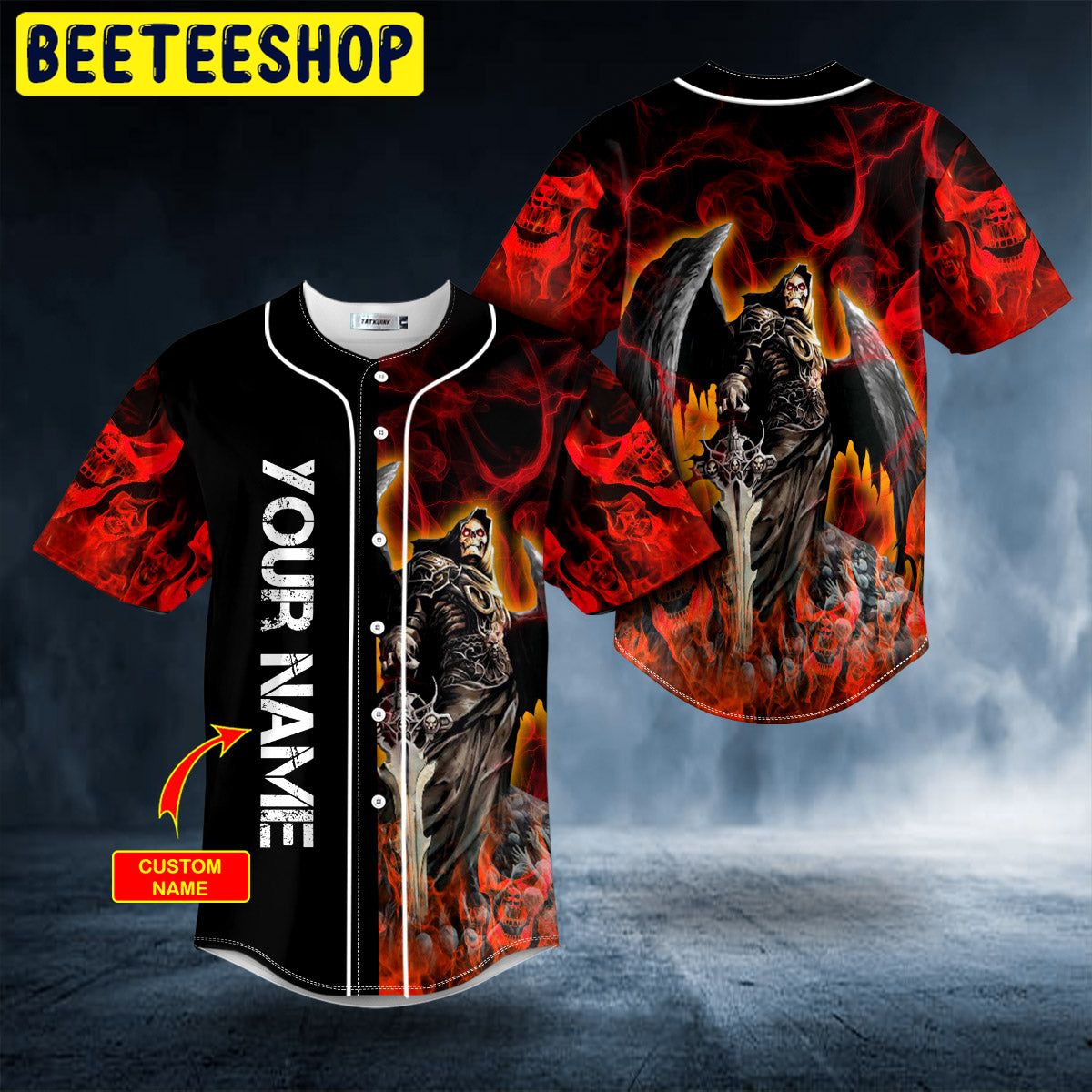 Grim Reaper Red Smoke Skull Custom Trending Baseball Jersey