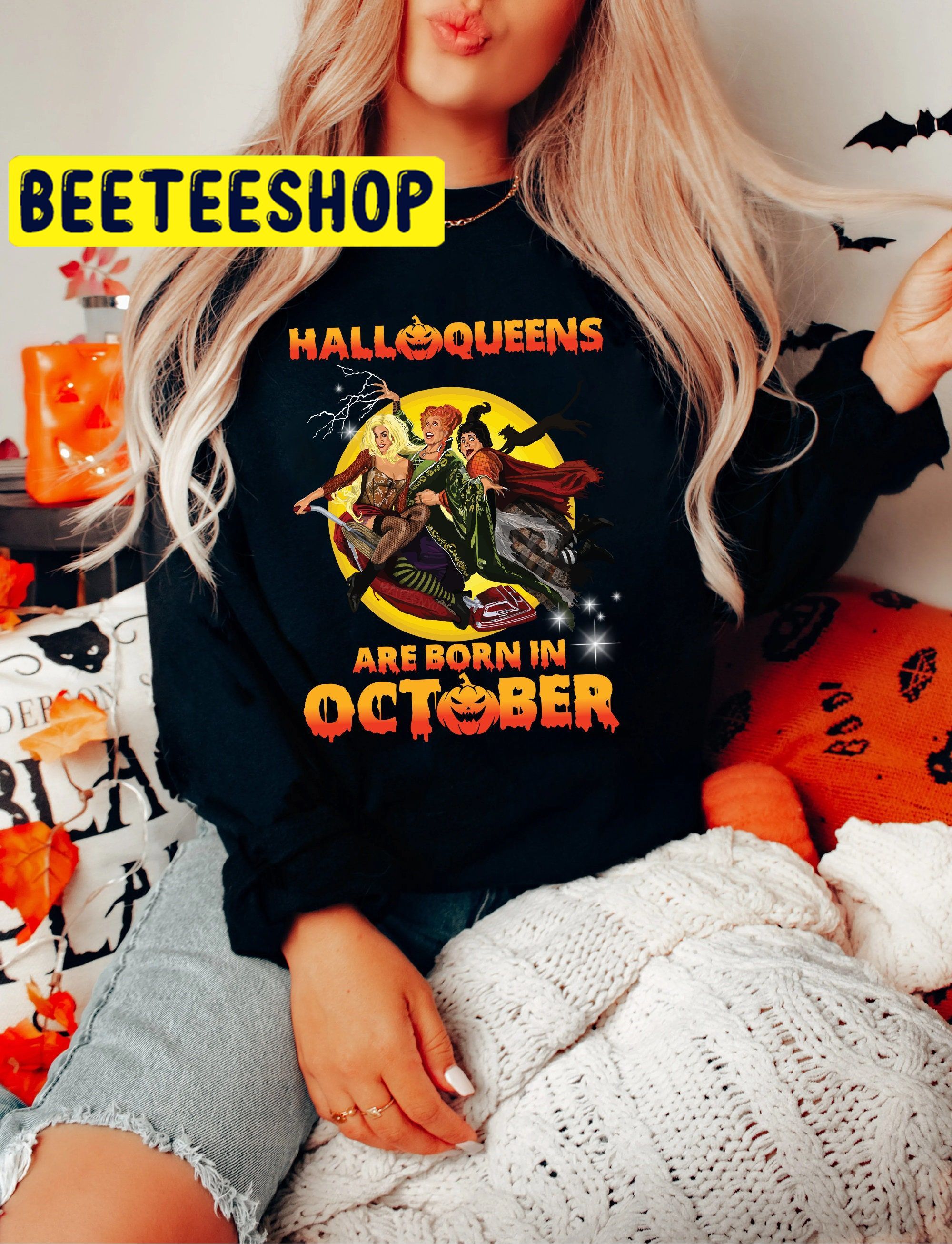 Halloqueens Are Born In October Funnyatyle HalloweenTrending Unisex Shirt