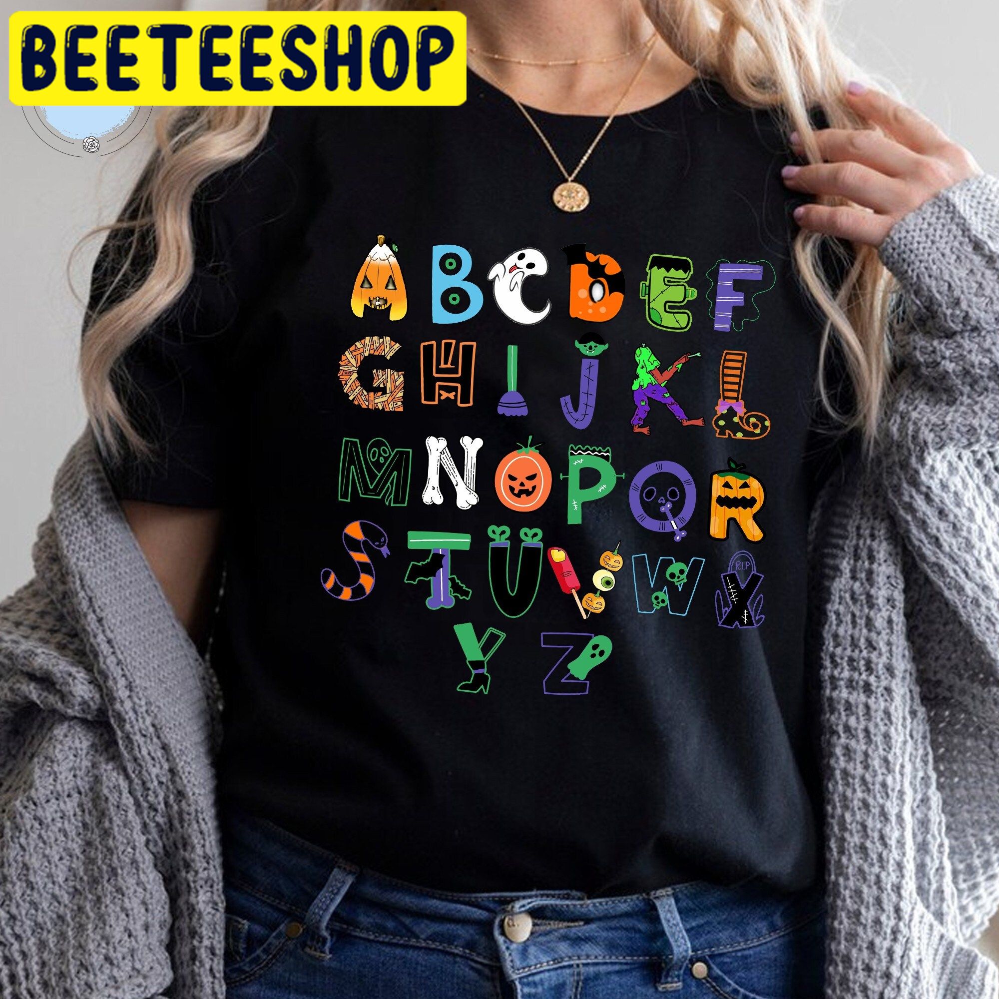 Halloween Alphaber Teacher Halloween Party 2022 Trending Unisex Shirt