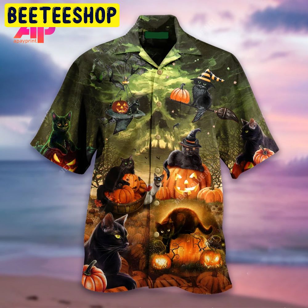 Halloween And Cats Trending Hawaiian Shirt