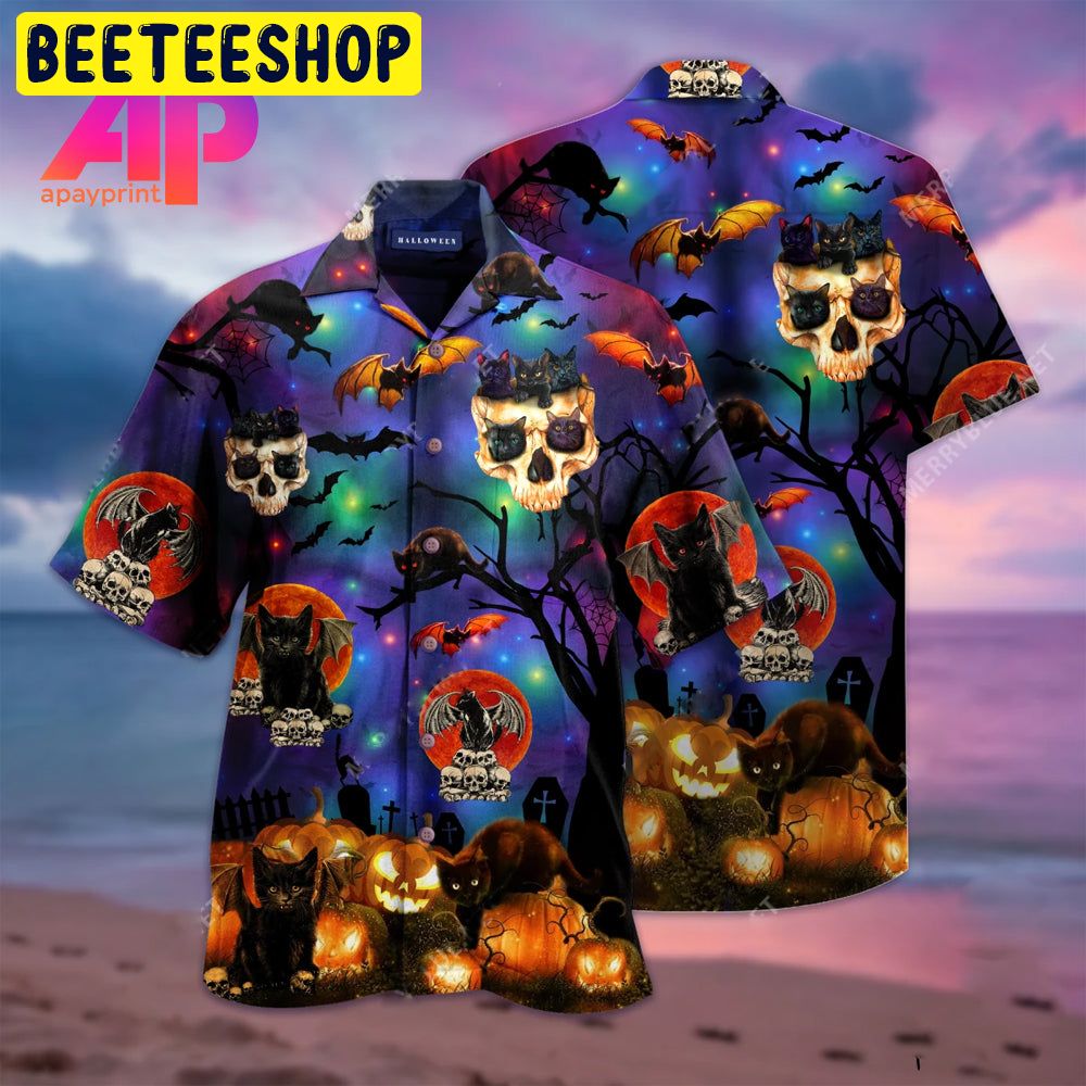 Halloween Black Cat Trending Hawaiian Shirt