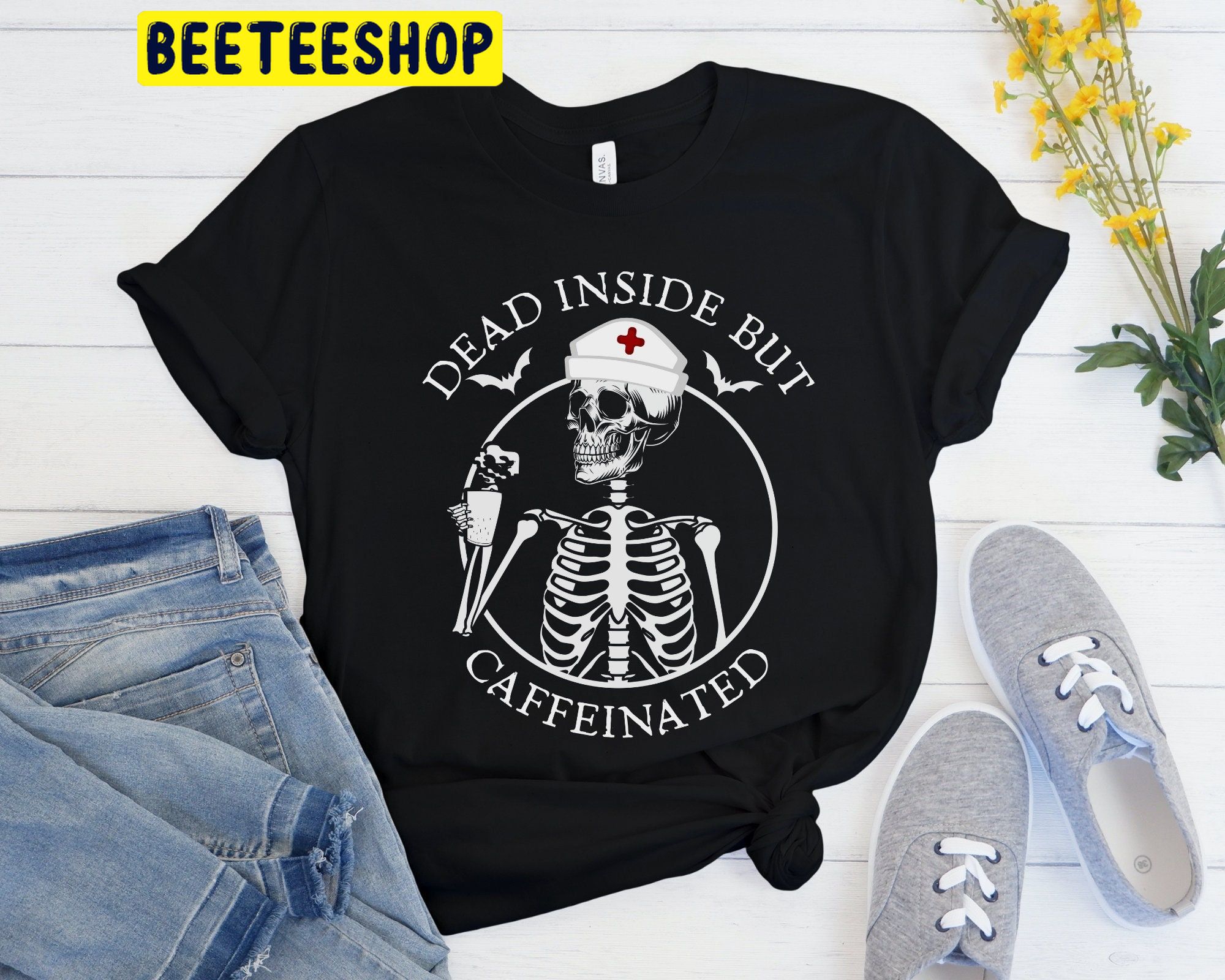 Halloween Caffeinated Er Nurse Trending Unisex Shirt