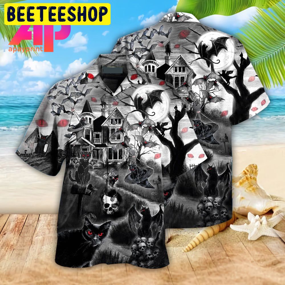 Halloween Flying Cats Trending Hawaiian Shirt