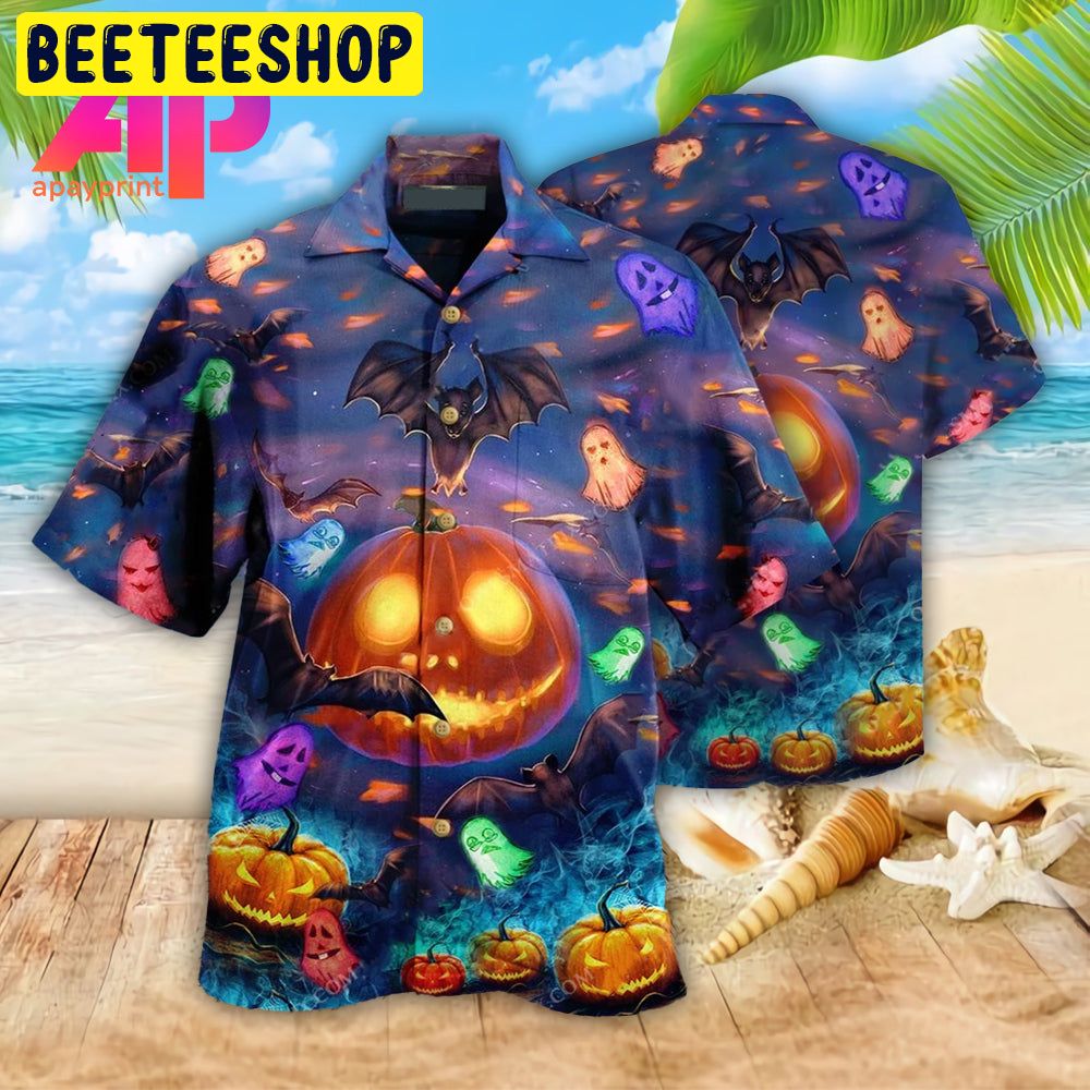 Halloween Glowing Pumpkins By Night Trending Hawaiian Shirt