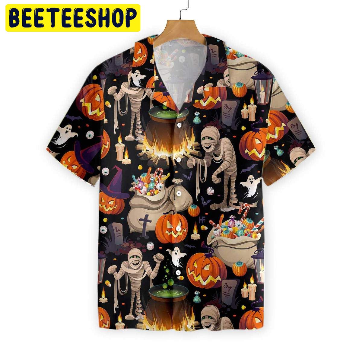 Halloween Mummy And Bags Of Sweets Trending Hawaiian Shirt