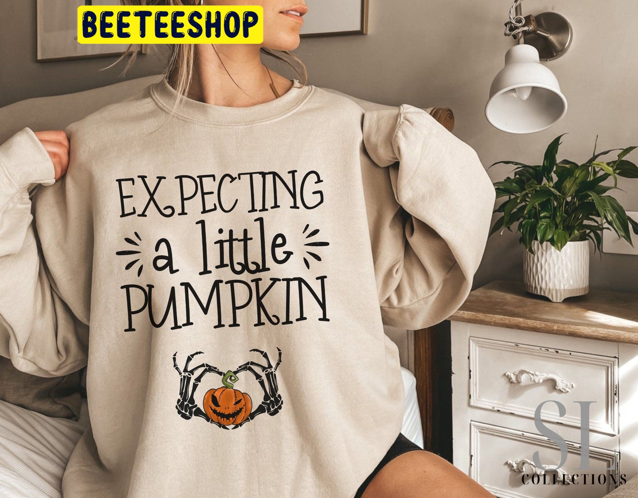 Halloween Pregnancy Announcement Expecting A Little Pumpkin Halloween Maternity Trending Unisex Shirt