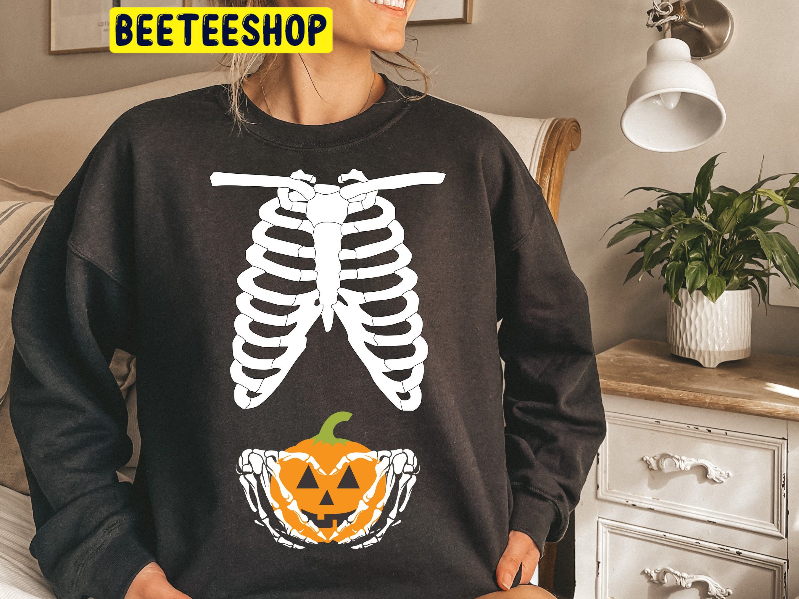 Halloween Pumpkin Skeleton Maternity Trending Unisex Shirt