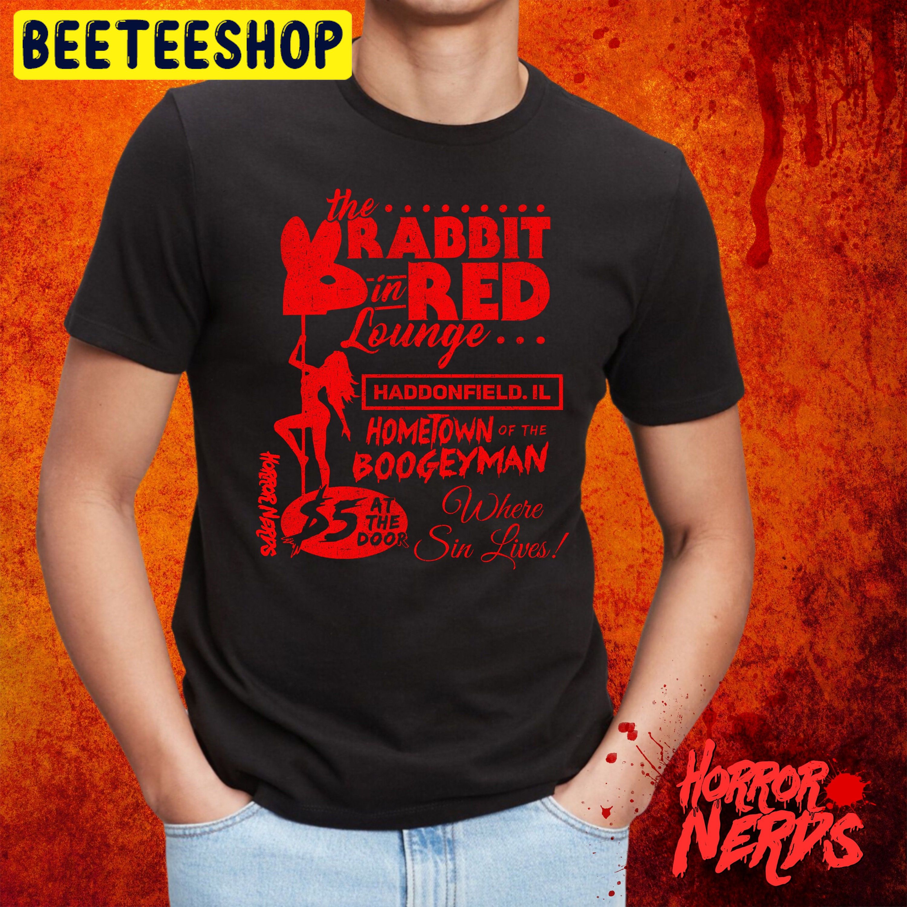 Halloween Rabbit In Red Lounge Trending Unisex Shirt