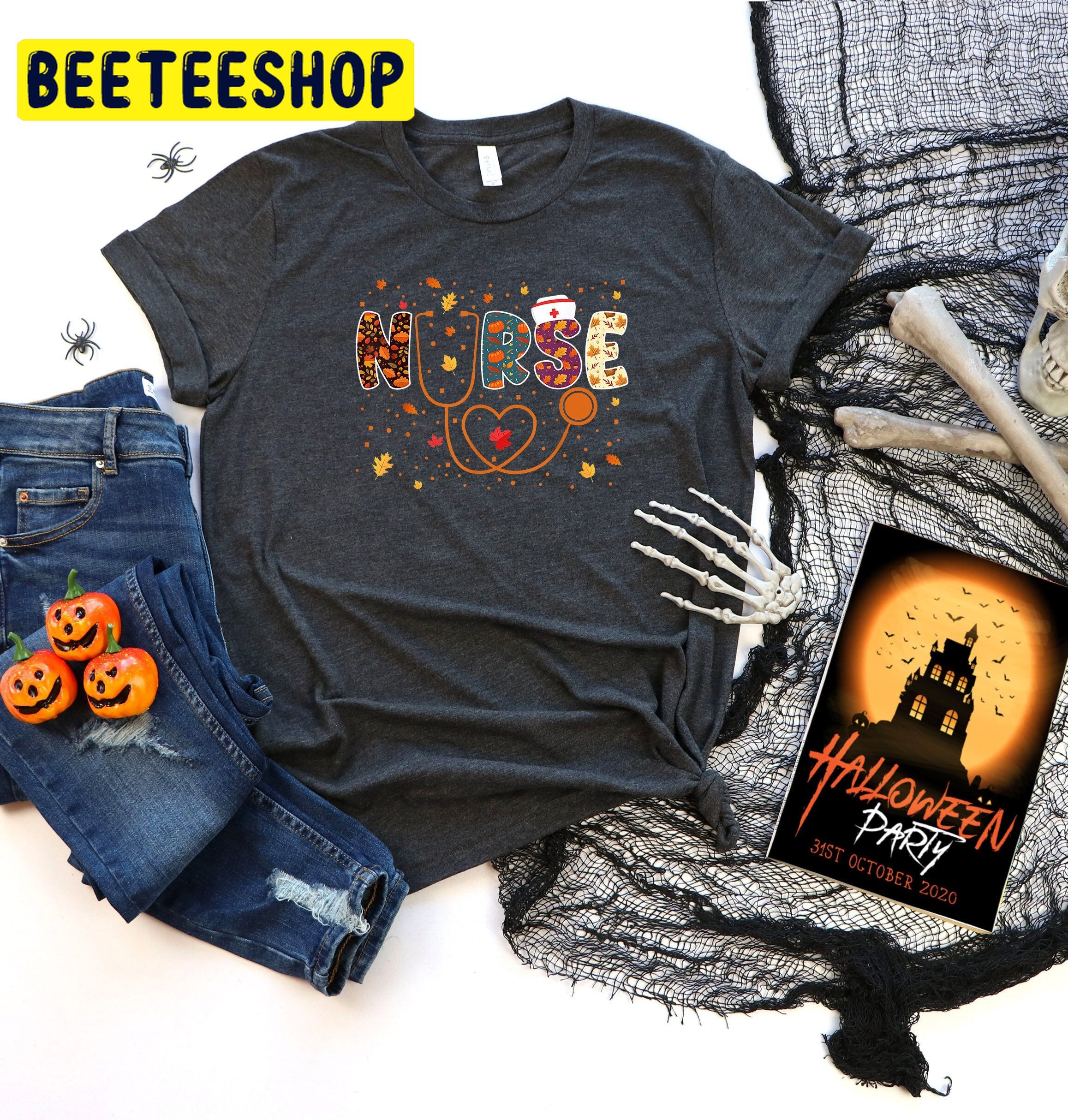 Halloween Stethoscope Fall Nurse Thanksgiving Trending Unisex Shirt