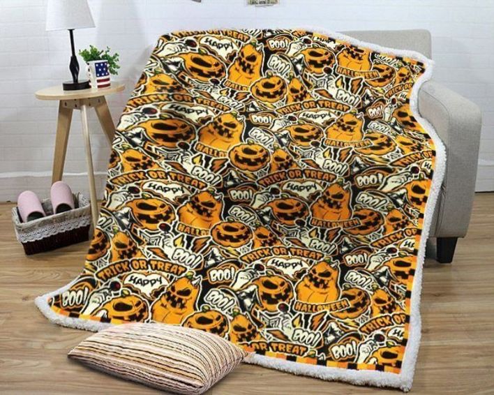 Halloween Trick Or Treat Boo Comfy Sofa Throw Blanket