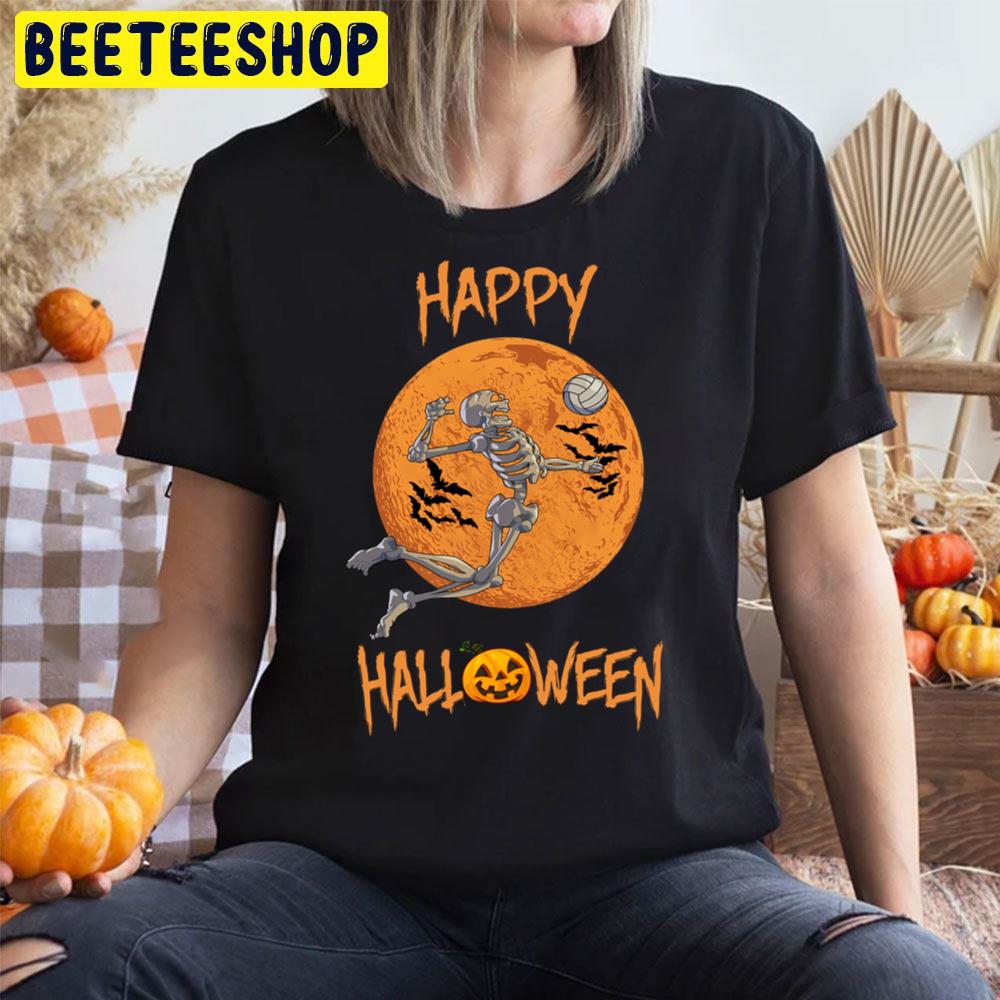 Halloween Volleyball Skeleton And Moon Trending Unisex T-Shirt