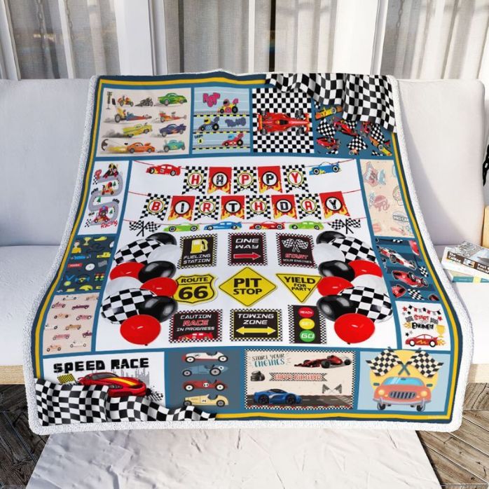 Happy Birthday Racing Boy Comfy Sofa Throw Blanket