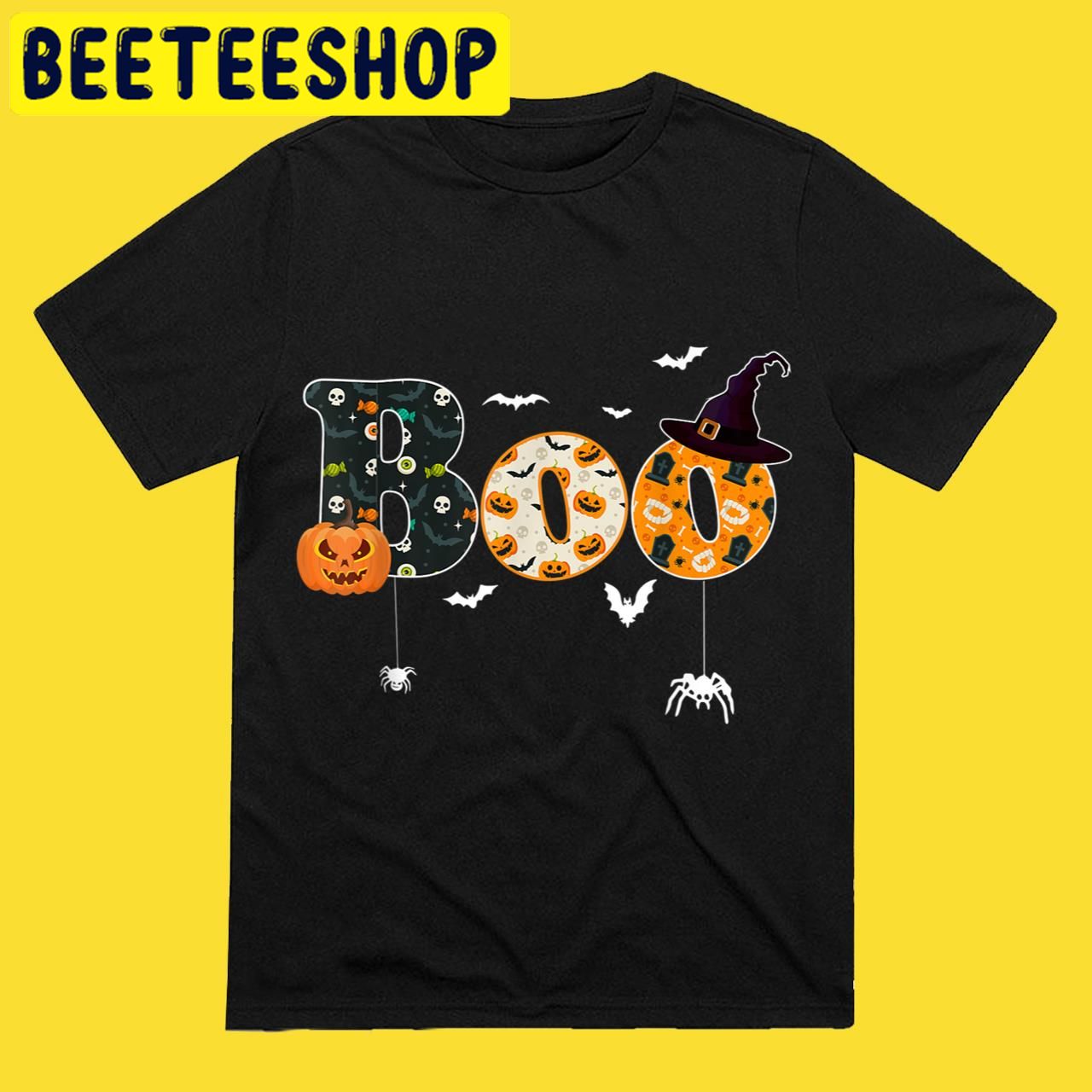 Happy Boo Spiders Witch Hat Halloween Trending Unisex T-Shirt