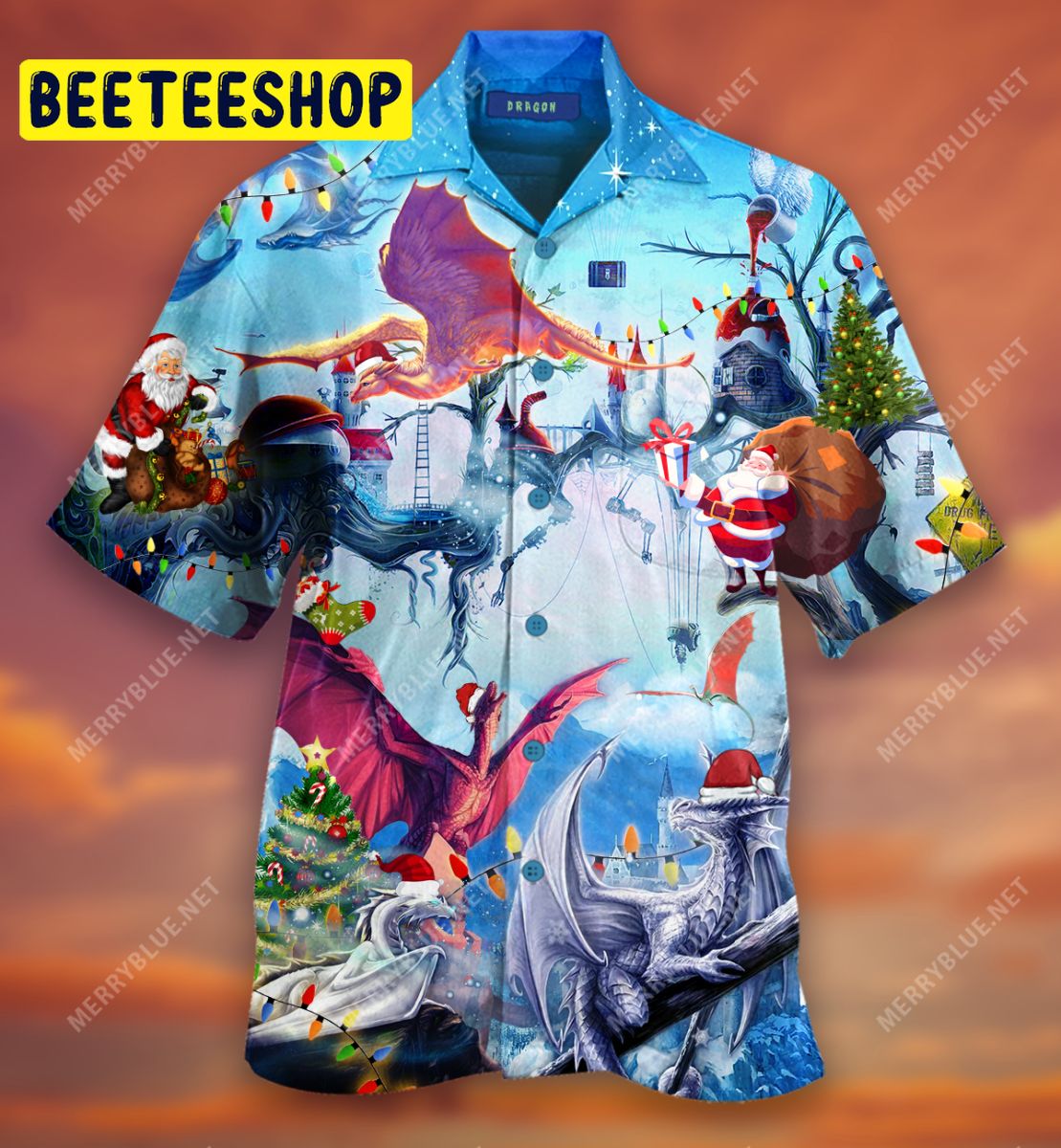 Happy Dragons On Christmas Unisex Trending Hawaiian Shirt