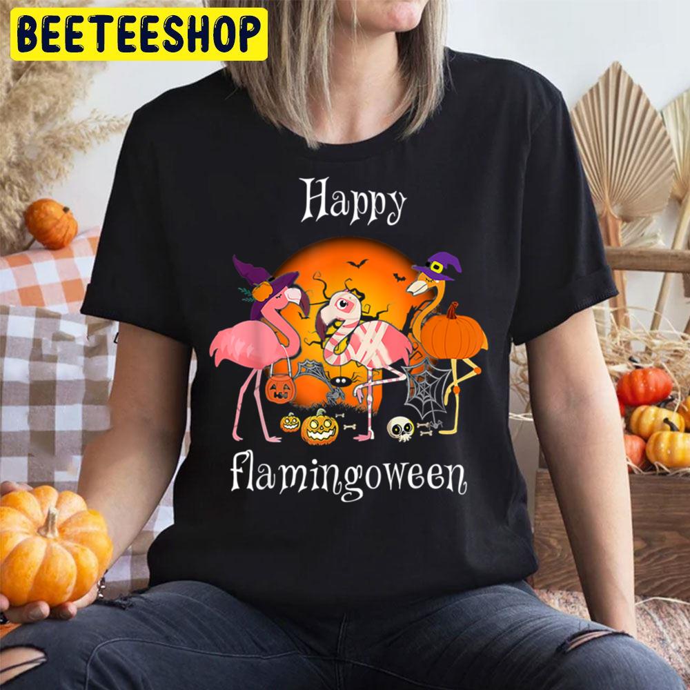 Happy Flamingoween Witch Pumpkin Flamingo Halloween Trending Unisex T-Shirt